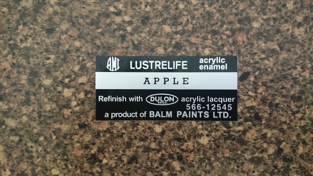 AMI Paint Code Decal 1969-1971 A to H Lustrelife